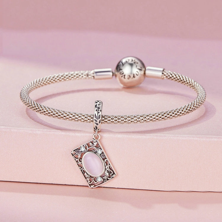 SCC2428 Sterling Silver S925 Zircon Square Tag Pattern Bracelet Beads