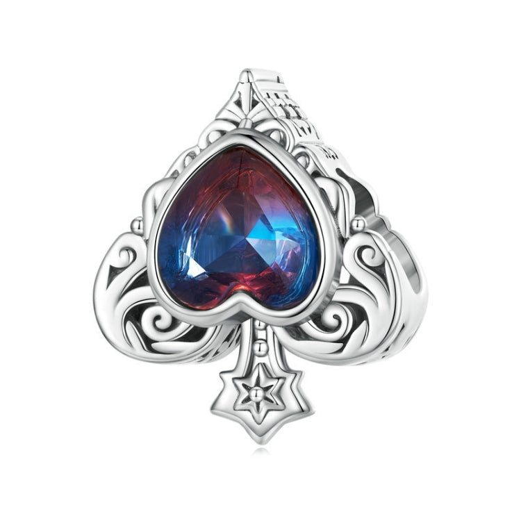 SCC2431 Sterling Silver S925 Synthetic Tourmaline Heart Playing Card Spades Bracelet Beaded