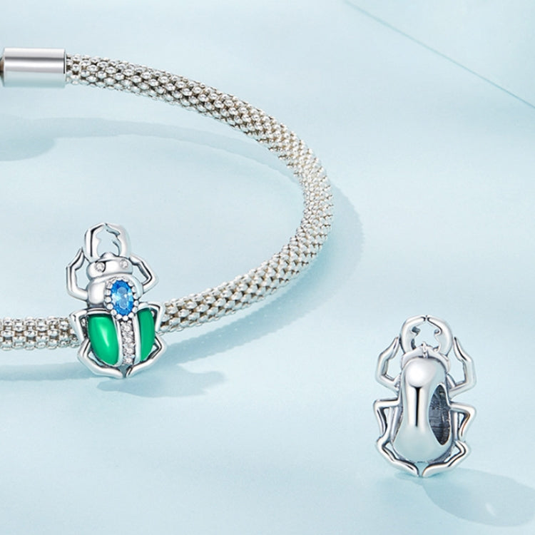 SCC2432 Sterling Silver S925 Beetle Oil Drip Zircon Beaded Bracelet