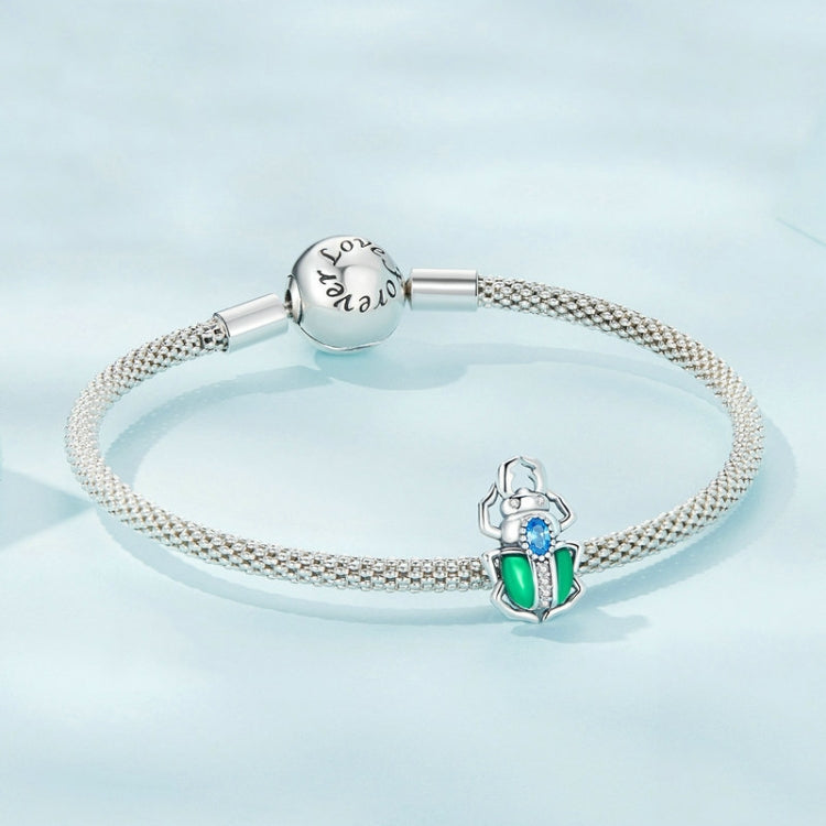 SCC2432 Sterling Silver S925 Beetle Oil Drip Zircon Beaded Bracelet