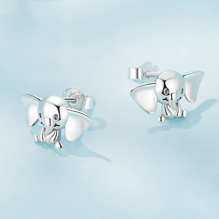 SCE1537 S925 Sterling Silver Elephant Cute Animal Stud Earrings