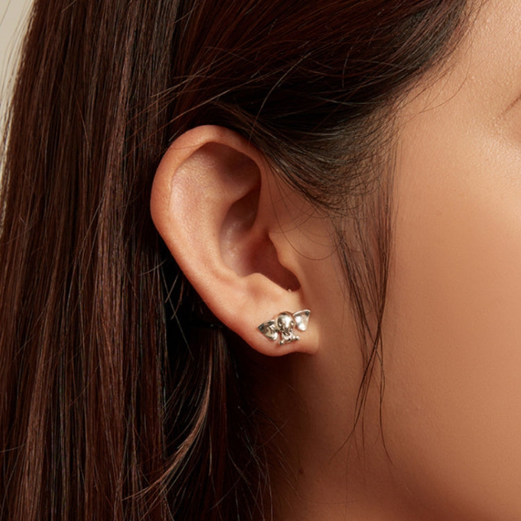 SCE1537 S925 Sterling Silver Elephant Cute Animal Stud Earrings