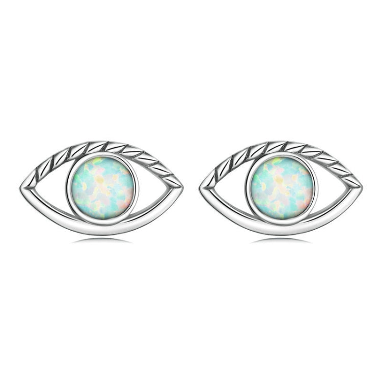 SCE1540 Sterling Silver S925 Opal Hollow Devil Eye Stud Earrings