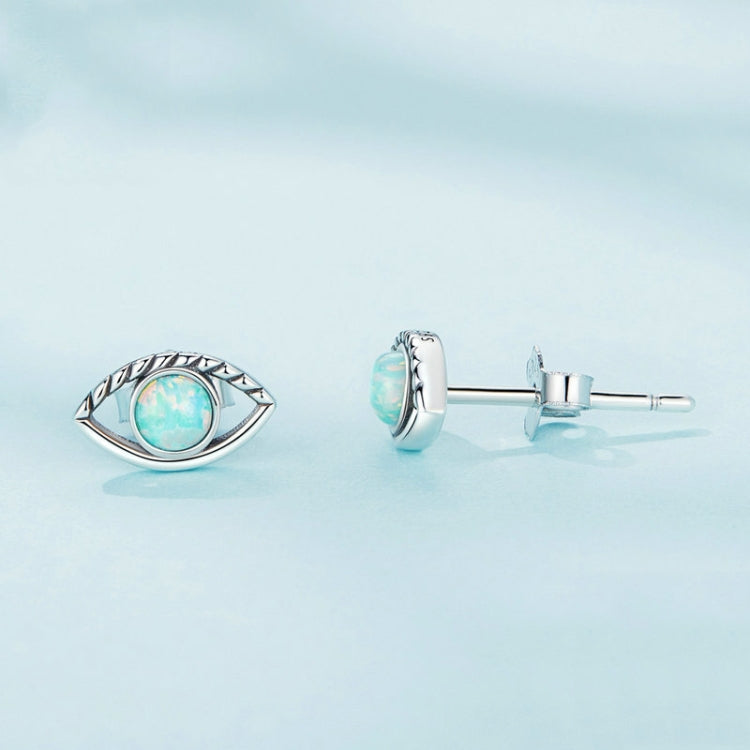 SCE1540 Sterling Silver S925 Opal Hollow Devil Eye Stud Earrings