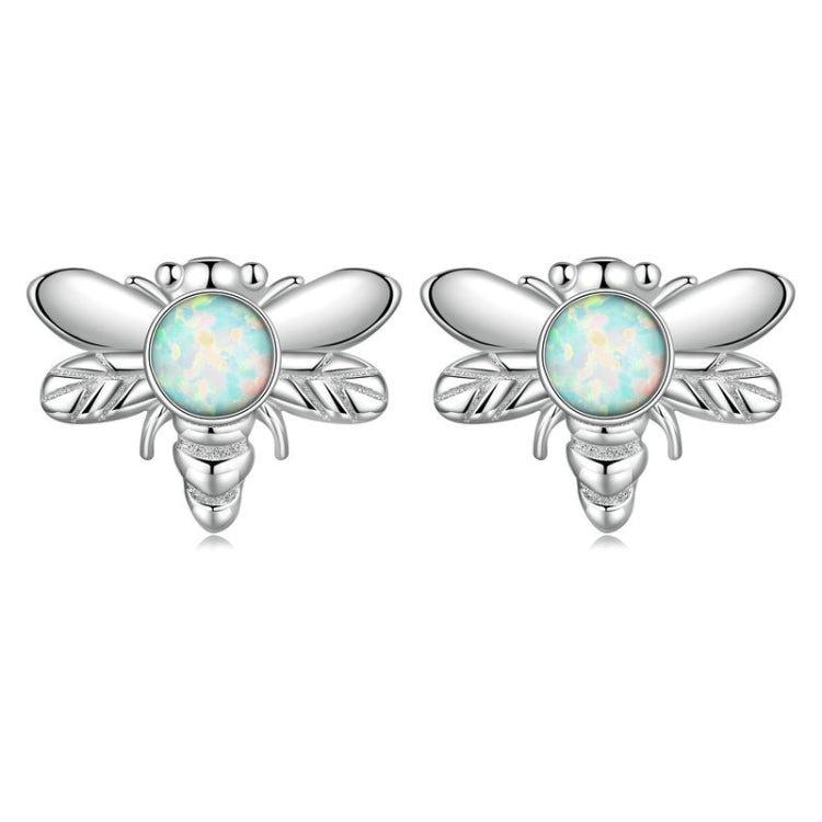 SCE1541 S925 Sterling Silver Plated Plated Opal Bee Stud Earrings