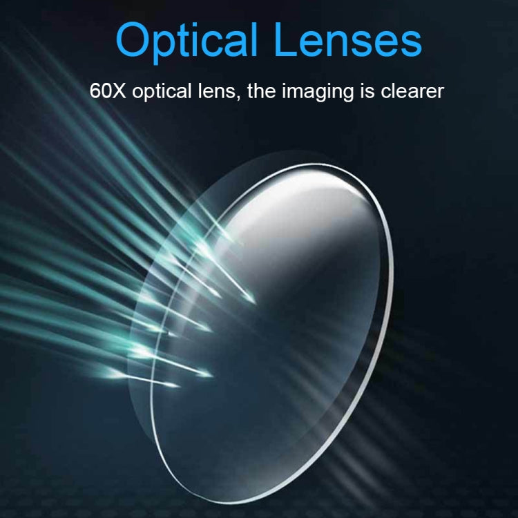 9882(RD) 60X Mini HD Banknote Detection Optical Microscope with LED Light, Color: Silver