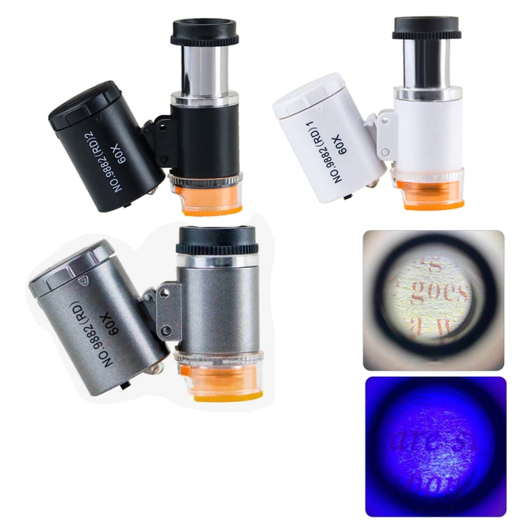 9882(RD) 60X Mini HD Banknote Detection Optical Microscope with LED Light, Color: Black