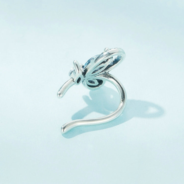 SCE1544 Sterling Silver S925 Butterfly Zircon Single Ear Cuff