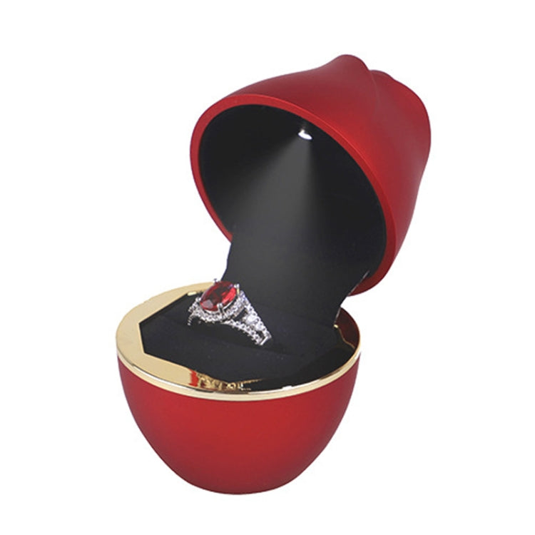 017257 Rose Shape LED Spotlight Ring Necklace Storage Box without Jewelry, Spec: Ring