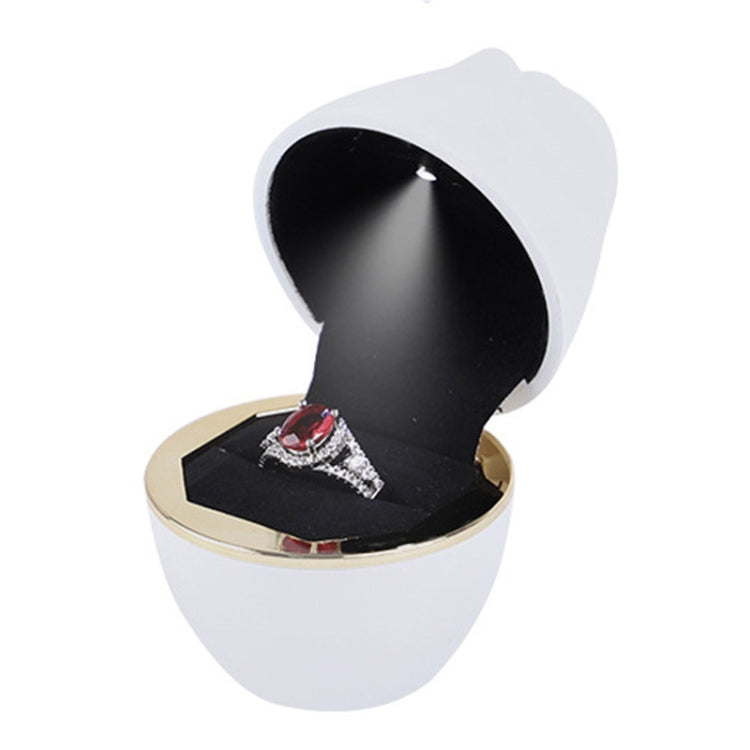 017257 Rose Shape LED Spotlight Ring Necklace Storage Box without Jewelry, Spec: Ring