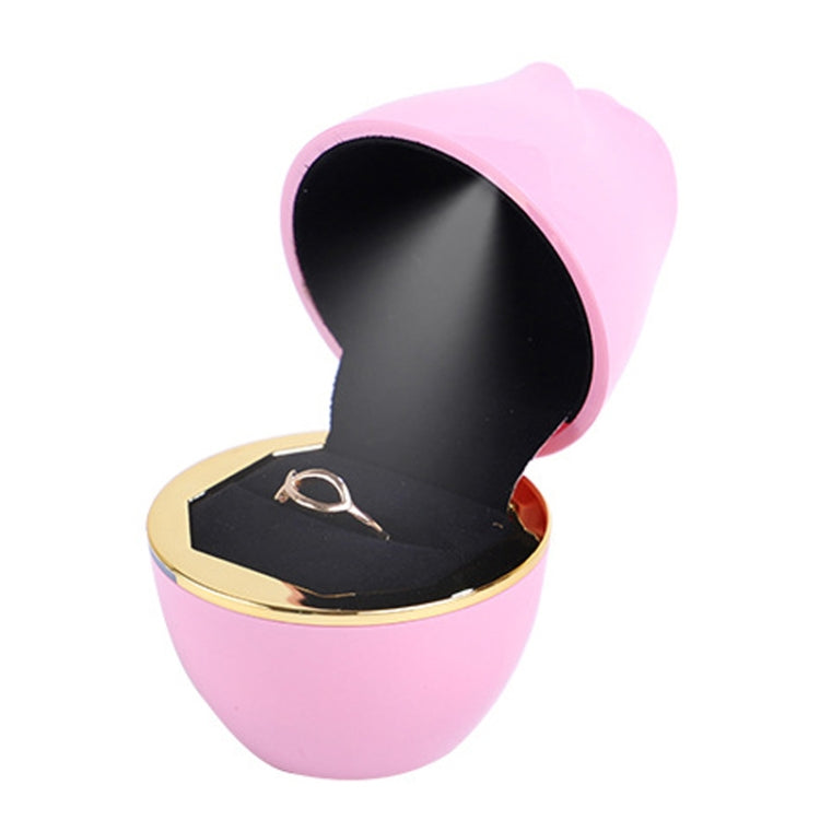 017257 Rose Shape LED Spotlight Ring Necklace Storage Box without Jewelry, Spec: Ring