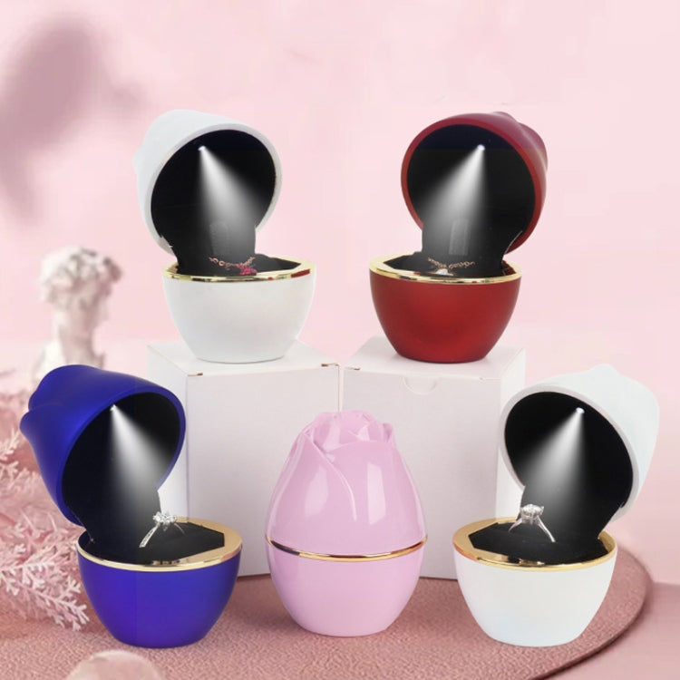 017257 Rose Shape LED Spotlight Ring Necklace Storage Box without Jewelry, Spec: Ring