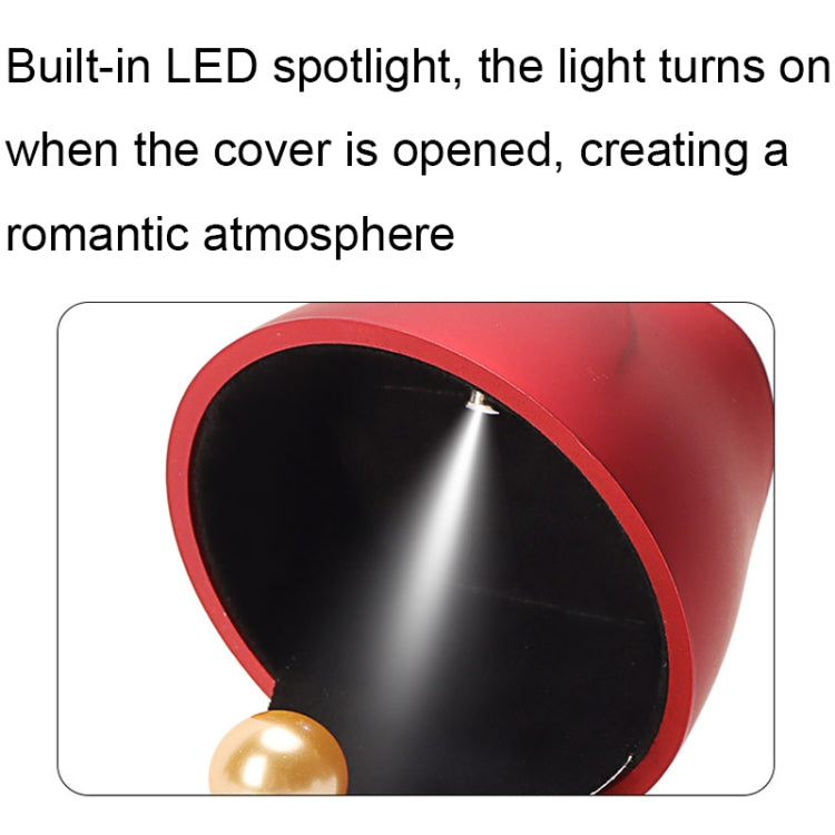 017257 Rose Shape LED Spotlight Ring Necklace Storage Box without Jewelry, Spec: Ring