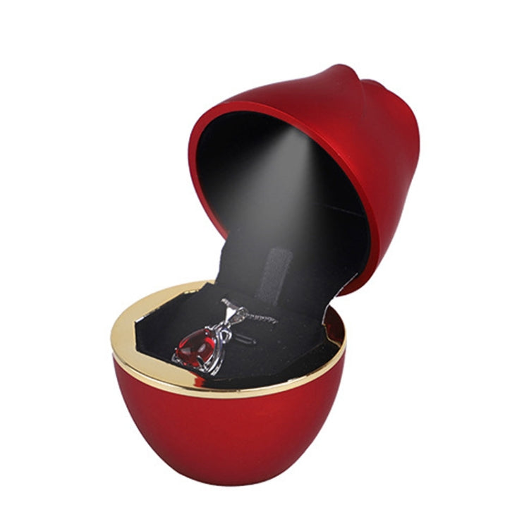 017257 Rose Shape LED Spotlight Ring Necklace Storage Box without Jewelry, Spec: Pendant