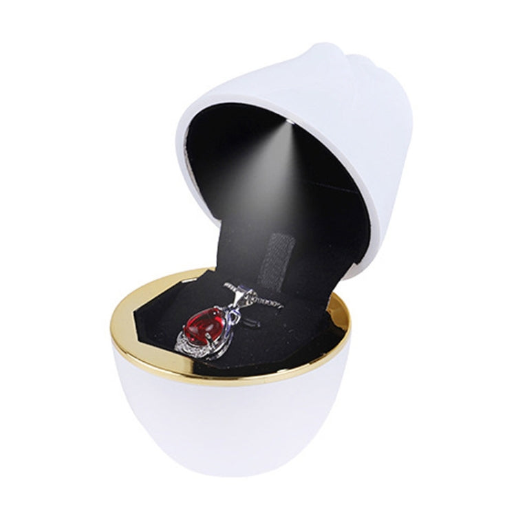 017257 Rose Shape LED Spotlight Ring Necklace Storage Box without Jewelry, Spec: Pendant