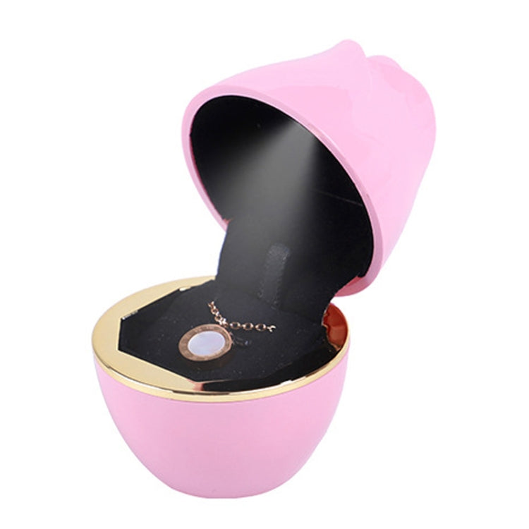 017257 Rose Shape LED Spotlight Ring Necklace Storage Box without Jewelry, Spec: Pendant