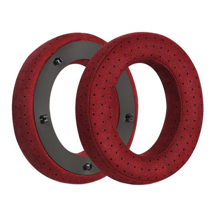 For Focal Clear MG Pro 1pair Leather Breathable and Comfortable Headset Cover, Color: Fiber Red