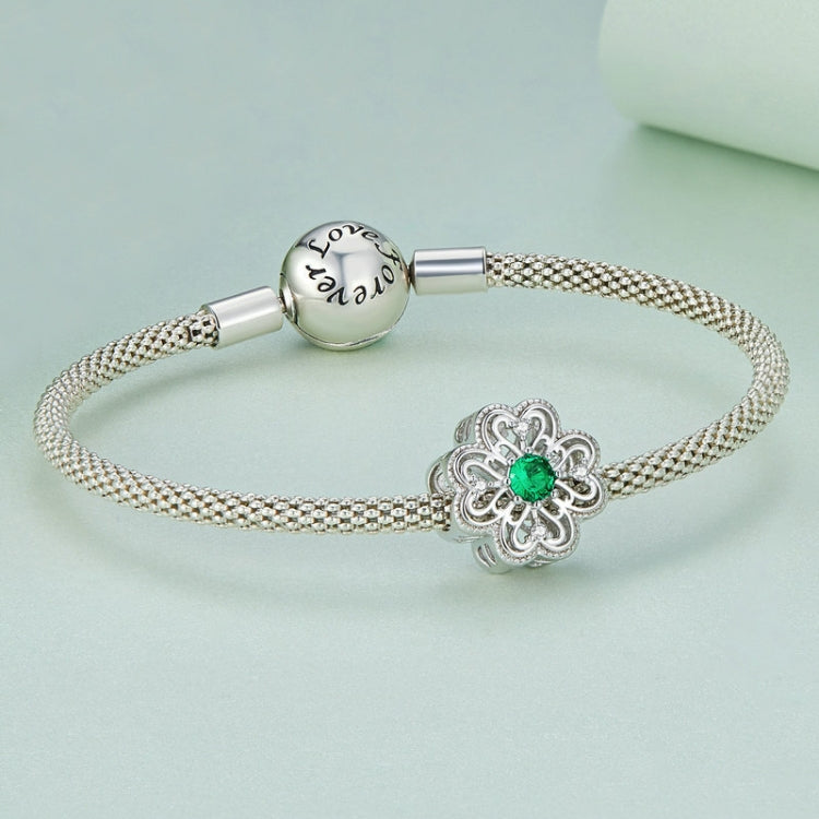 BSC759 Sterling Silver S925 Four-leaf Clover Hollow Pattern Beaded Bracelet