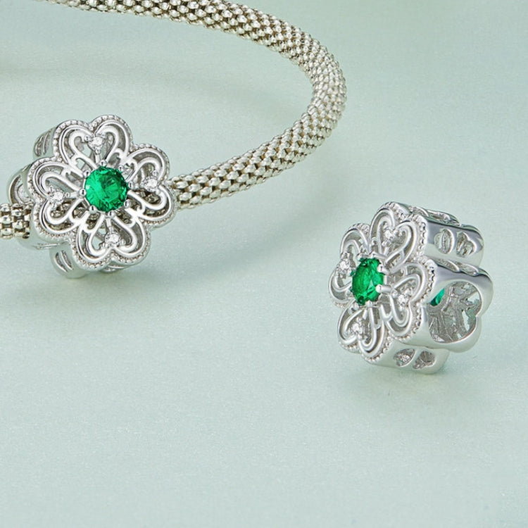 BSC759 Sterling Silver S925 Four-leaf Clover Hollow Pattern Beaded Bracelet
