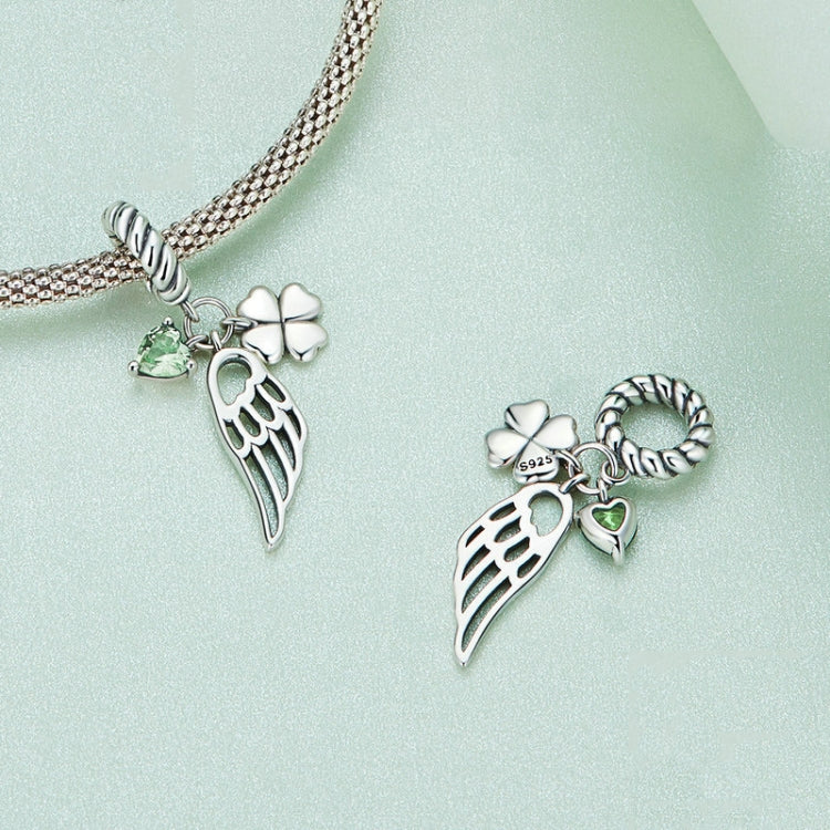 BSC762 Sterling Silver S925 Hollow Wings Lucky Clover Zircon Bracelet Beads