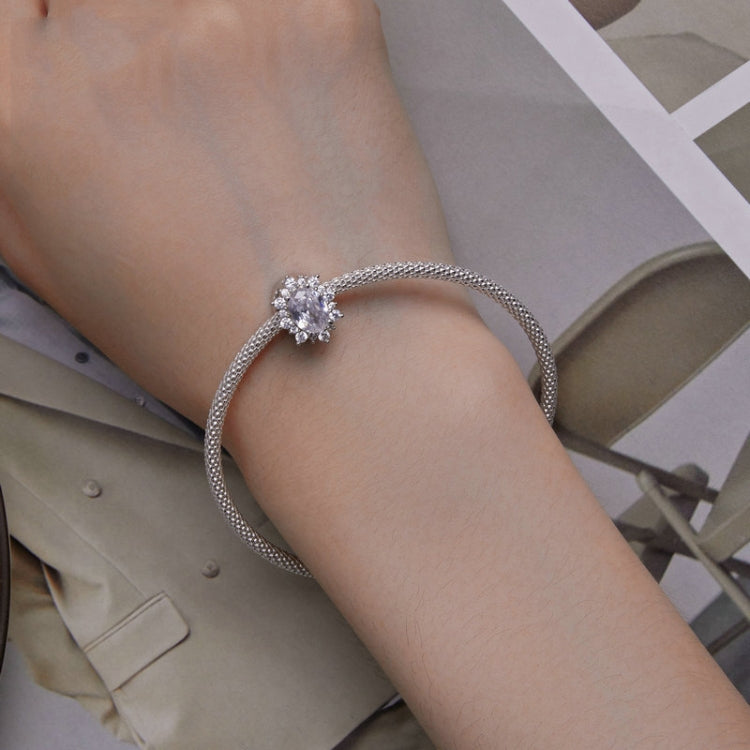 BSC768 S925 Sterling Silver Sparkling Large Zircon Rhodium-plated Bracelet Beads