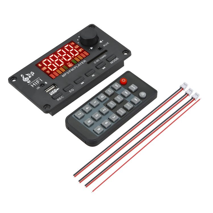 JX-Y04 12V 50W Color Screen Bluetooth Decoding Board,Support FM / Call / Recording, Color: Black