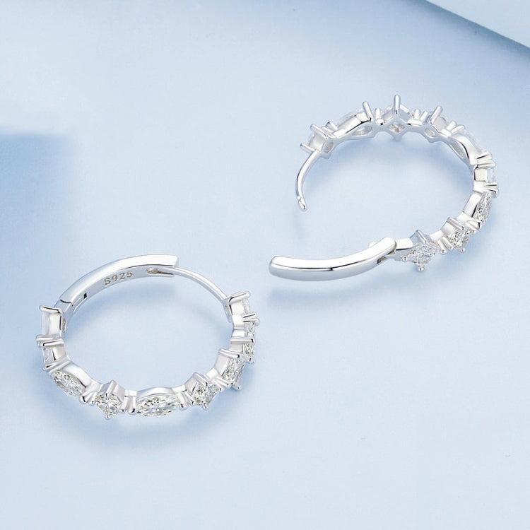 BSE769 Sterling Silver S925 Platinum-plated Zircon Sparkling Earrings