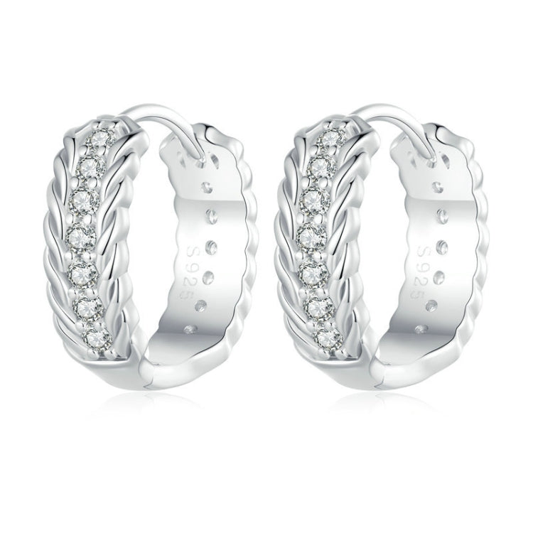 BSE771 Sterling Silver S925 Platinum Plated Zircon Twist Claw Earrings