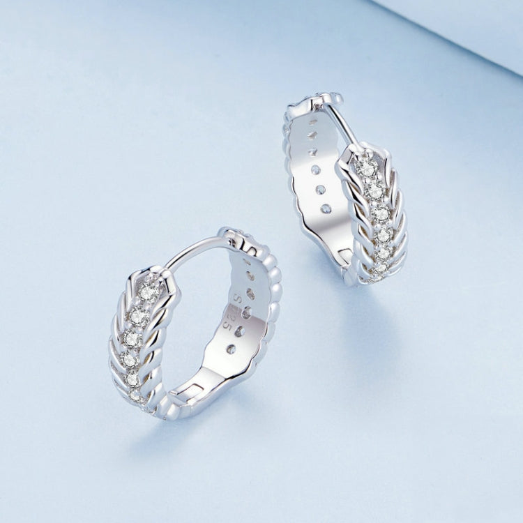 BSE771 Sterling Silver S925 Platinum Plated Zircon Twist Claw Earrings