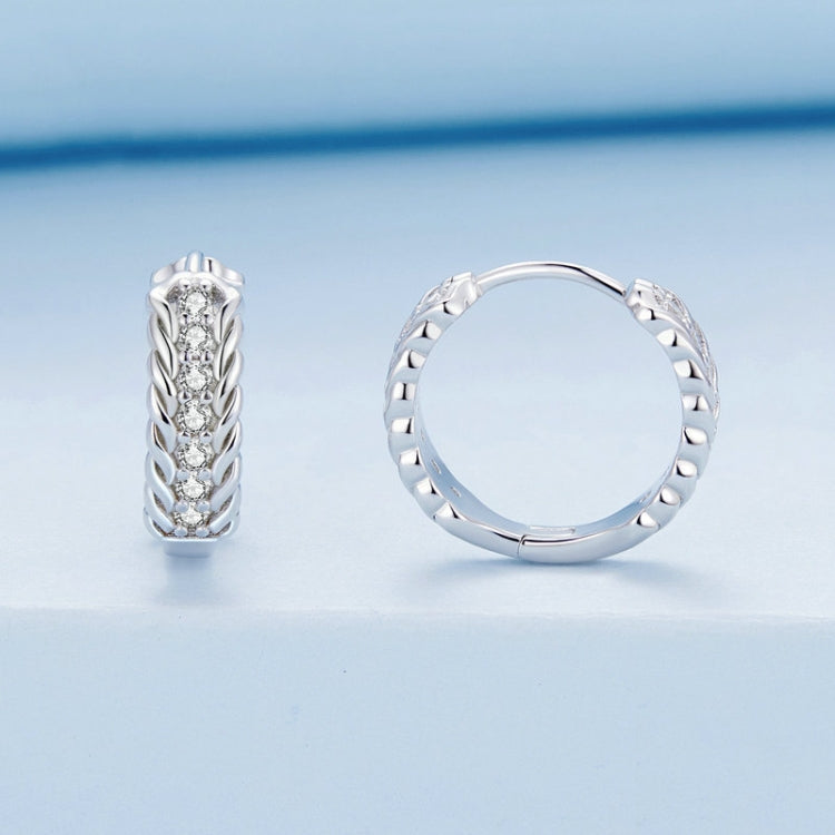 BSE771 Sterling Silver S925 Platinum Plated Zircon Twist Claw Earrings