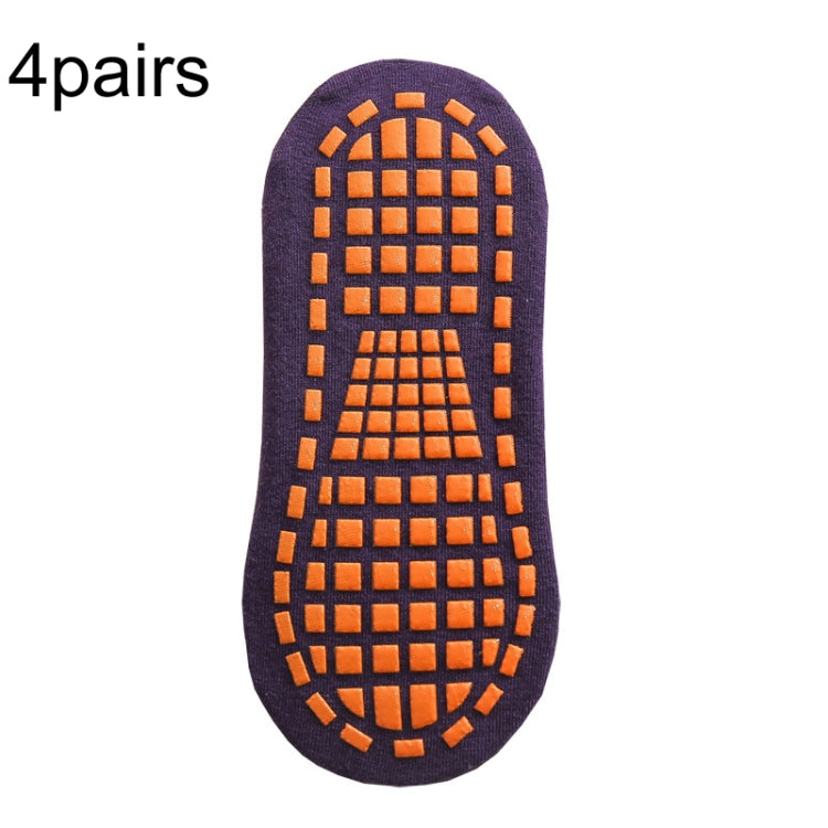 4pairs Trampoline Socks Dotted Rubber Non-slip Floor Socks Yoga Socks, Size: