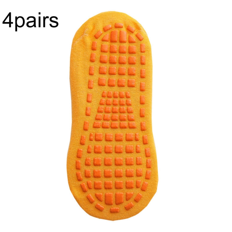 4pairs Trampoline Socks Dotted Rubber Non-slip Floor Socks Yoga Socks, Size: