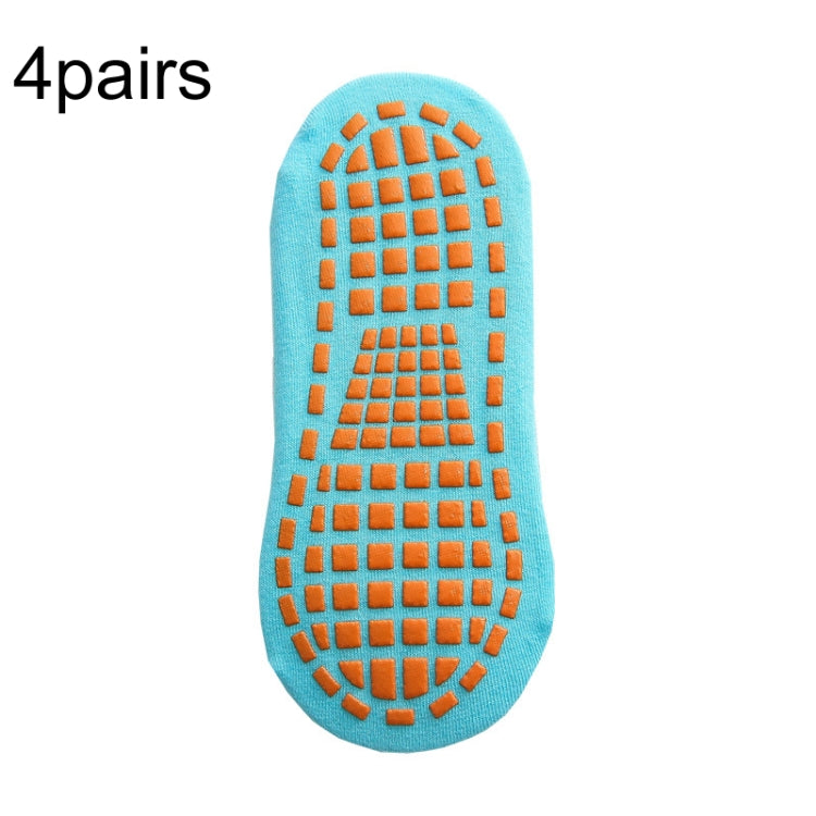 4pairs Trampoline Socks Dotted Rubber Non-slip Floor Socks Yoga Socks, Size: