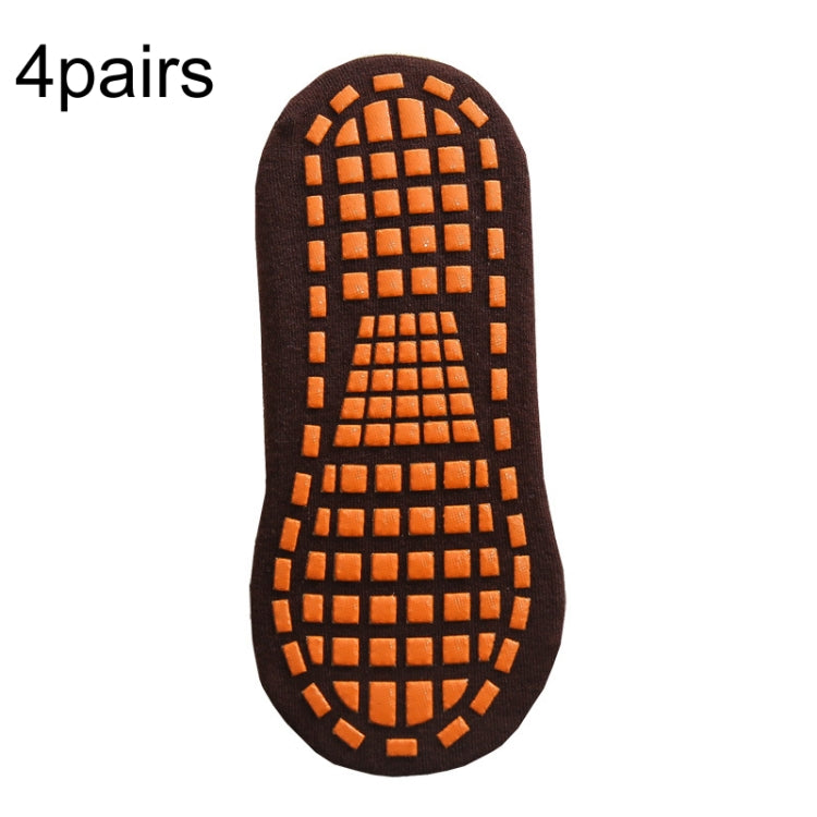 4pairs Trampoline Socks Dotted Rubber Non-slip Floor Socks Yoga Socks, Size: