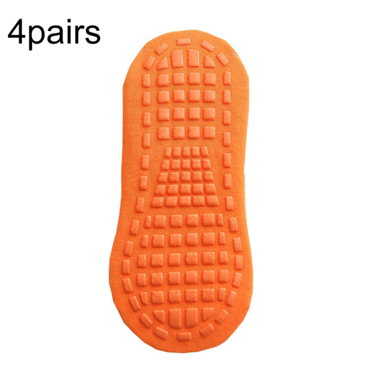 4pairs Trampoline Socks Dotted Rubber Non-slip Floor Socks Yoga Socks, Size:
