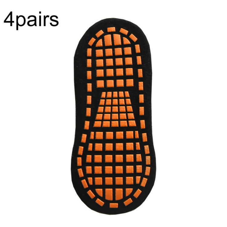 4pairs Trampoline Socks Dotted Rubber Non-slip Floor Socks Yoga Socks, Size: