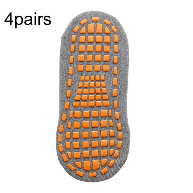 4pairs Trampoline Socks Dotted Rubber Non-slip Floor Socks Yoga Socks, Size: