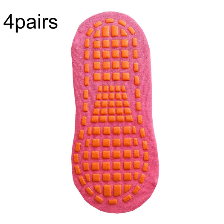 4pairs Trampoline Socks Dotted Rubber Non-slip Floor Socks Yoga Socks, Size: