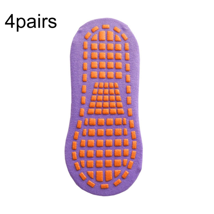 4pairs Trampoline Socks Dotted Rubber Non-slip Floor Socks Yoga Socks, Size: