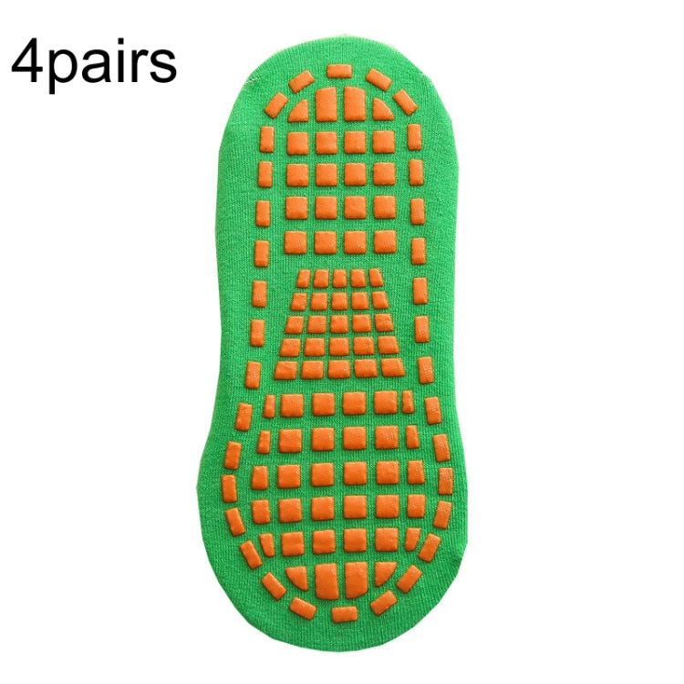 4pairs Trampoline Socks Dotted Rubber Non-slip Floor Socks Yoga Socks, Size: