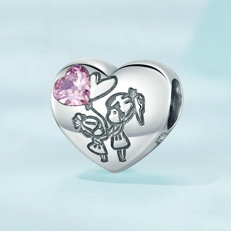 SCC2437 Sterling Silver S925 Sisters Love Heart Zircon Bracelet Beads