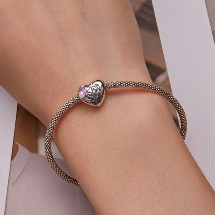SCC2437 Sterling Silver S925 Sisters Love Heart Zircon Bracelet Beads