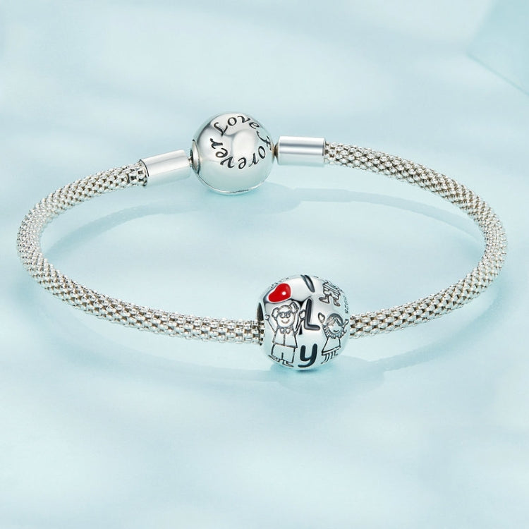 SCC2438 Sterling Silver S925 Color Drip Oil Warm Family Bracelet Beaded