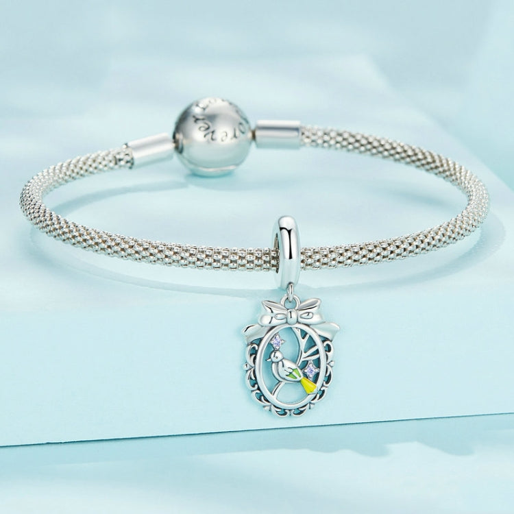 SCC2442 Sterling Silver S925 Drop Oil Zircon Hollow Bird Bead Bracelet