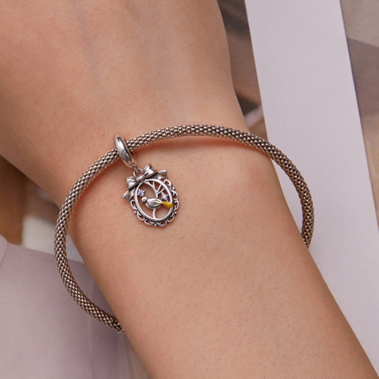 SCC2442 Sterling Silver S925 Drop Oil Zircon Hollow Bird Bead Bracelet