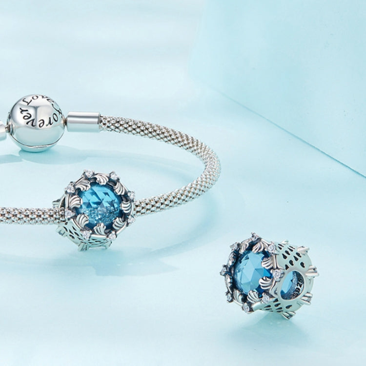 SCC2445 Sterling Silver S925 Sea Wave Flower Zircon Bracelet Beads