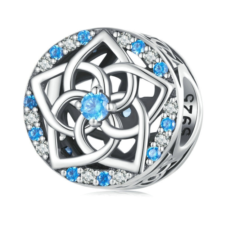 SCC2446 Sterling Silver S925 Hollow Blue and White Interval Zircon Flower Bracelet Beads