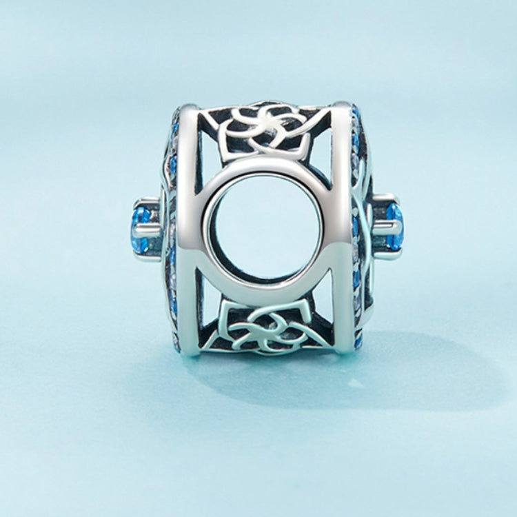 SCC2446 Sterling Silver S925 Hollow Blue and White Interval Zircon Flower Bracelet Beads