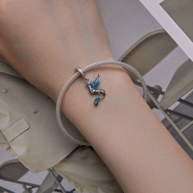 SCC2447 Sterling Silver S925 Flying Dragon White Gold Plated Zircon Bracelet Beads