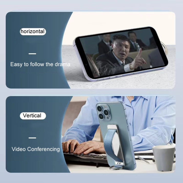 PU Leather Metal Wrist Strap Cell Phone Holder Zinc Alloy Paste Desktop Stand